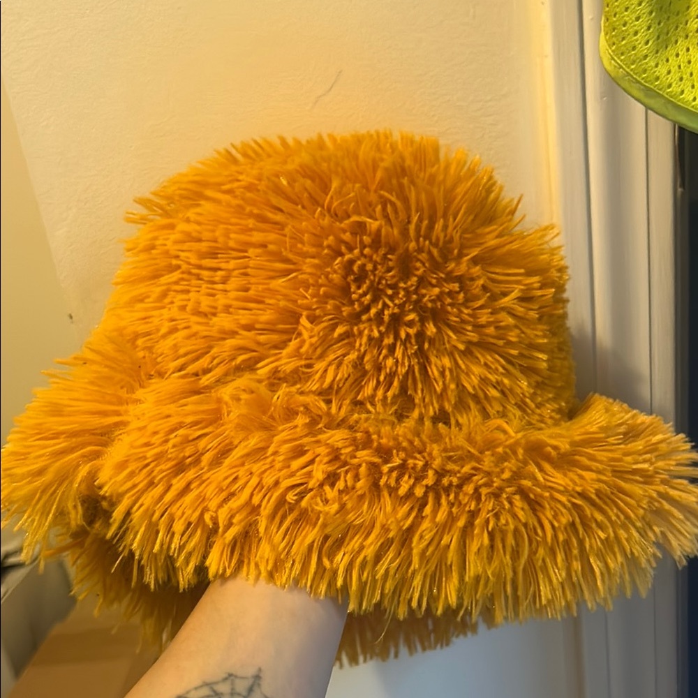Cozy Shaggy Orange Accent Hat